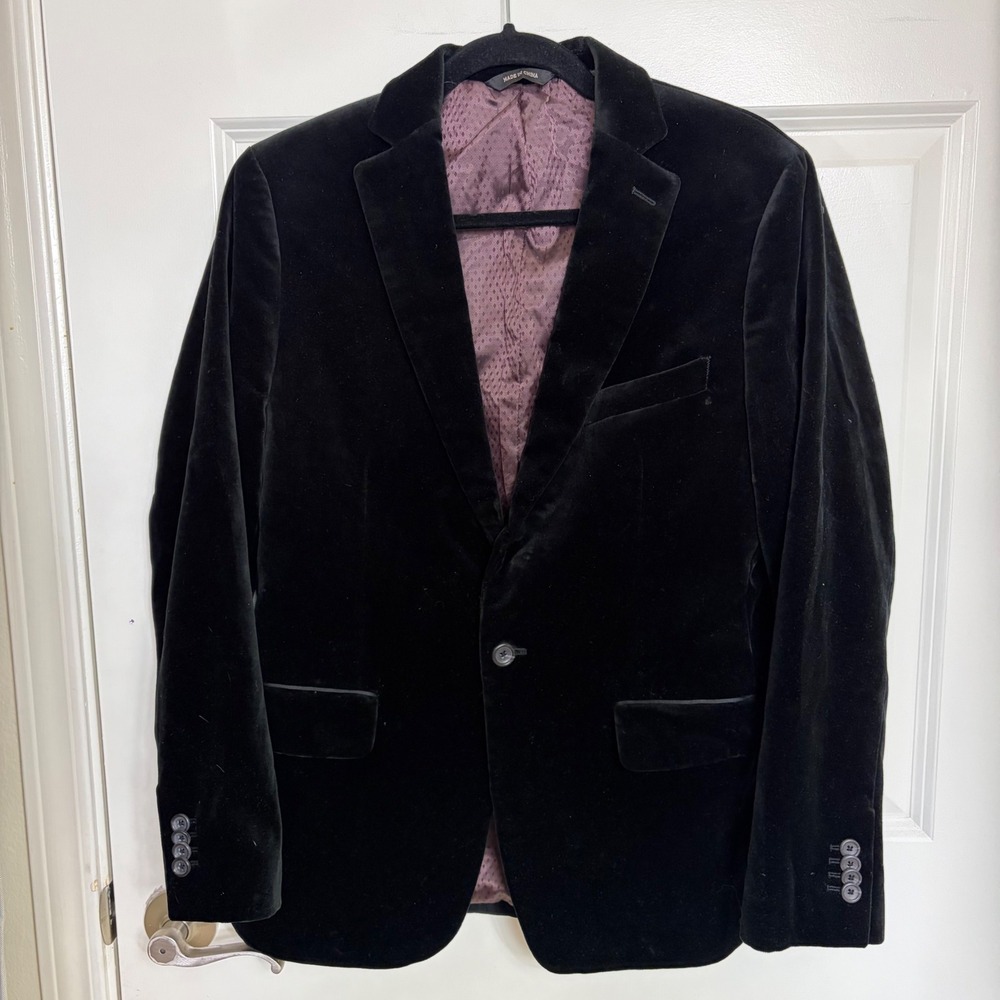 Banana Republic Mens Tailored Fit Black Cotton Velvet Blazer Jacket 38S 428534